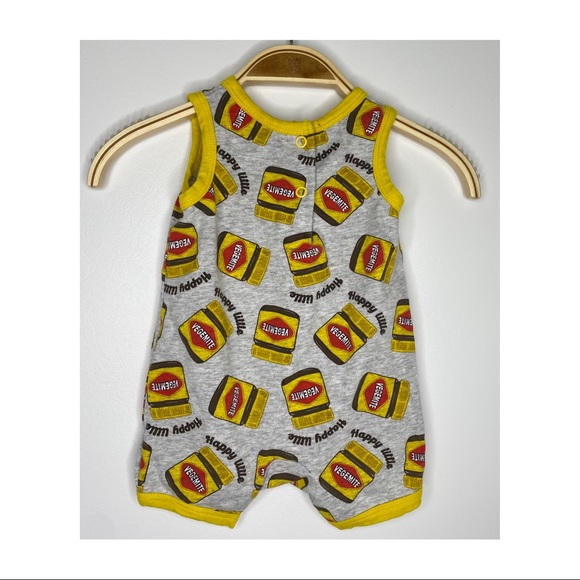 Happy Little Vegemite baby sleeveless onesie press stud closure size 000 - Picture 3 of 9